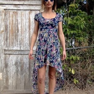 Asymmetrical Floral Lace Dress